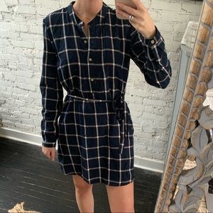 Plaid/Flannel Button Up Long Sleeve Dress w/ tie